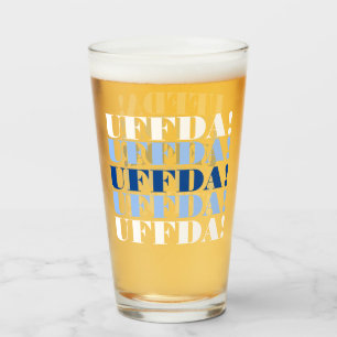 Blå och vit Uffda ölglas Glaskopp