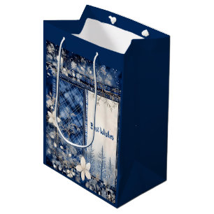 Blå och vit vacker jultomte Blommigt