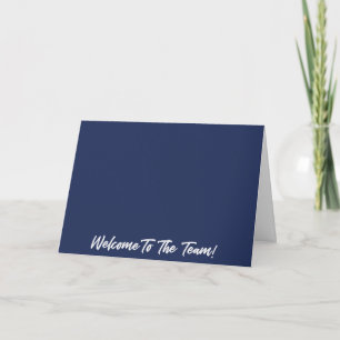 Blå och vit välkomsttid till teamet Ny medarbetare Kort