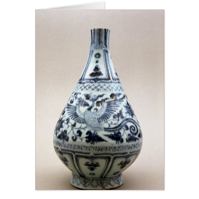 Blå och vit vas, Yuan Dynasty Hälsningskort (Framsidan)