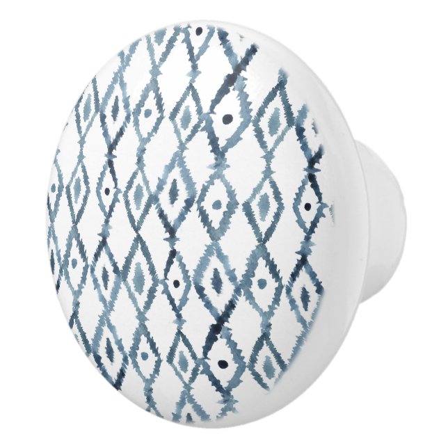 Blå och vit vattenfärg - marockanska plattan Mönst Knopp (Höger)