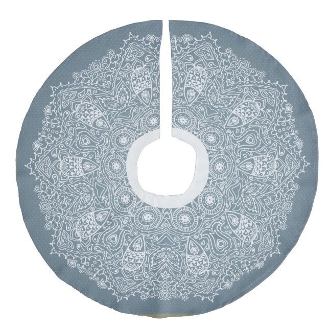 Blå och vit, Viktorian Snöre SeJulskirt Julgransmatta Fusklinne (Framsidan)