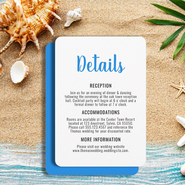 Blå och vit vimatisk kust Bröllop Tilläggskort (Blue and White Whimsical Coastal Wedding Enclosure Card
)