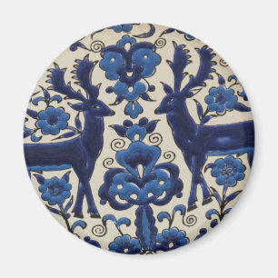 Blå och vit Vintage Magnet