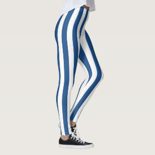 Blå och vit Vintage Rand Leggings