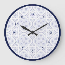 Blå och vit Vintage Talavera Tile-klocka Stor Klocka