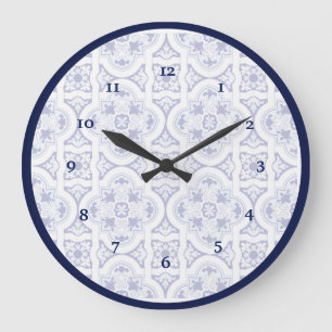 Blå och vit Vintage Talavera Tile-klocka Stor Klocka