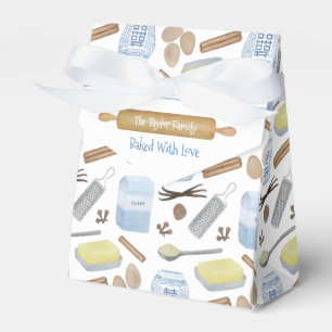 Blå och vita bakade kakor eller segment av Paj Presentaskar