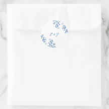 Blå och vita blommiga dekaler