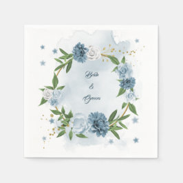 Blå och vita blommor botaniska bröllop pappersservett
