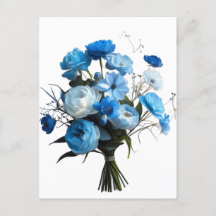 Blå och vita blommor helg vykort