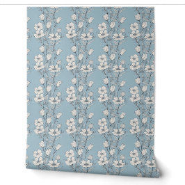 Blå och vita blommor i eleganten