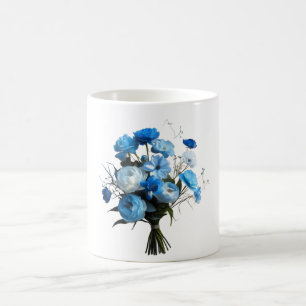 Blå och vita blommor kaffemugg