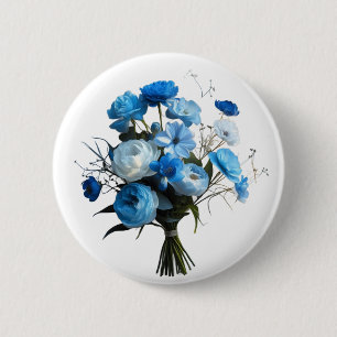Blå och vita blommor knapp