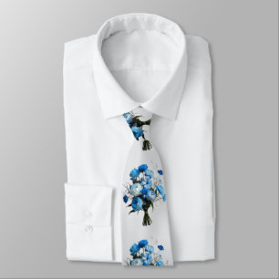 Blå och vita blommor slips