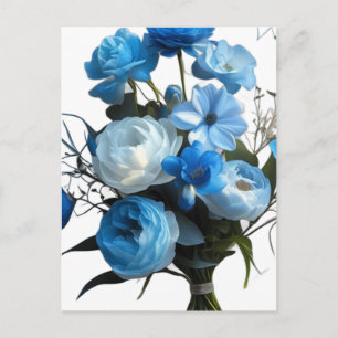 Blå och vita blommor vykort
