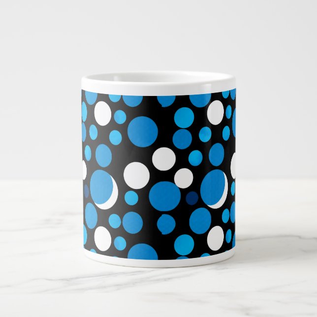 Blå och vita cirklar mönster jumbo mugg (Framsidan)