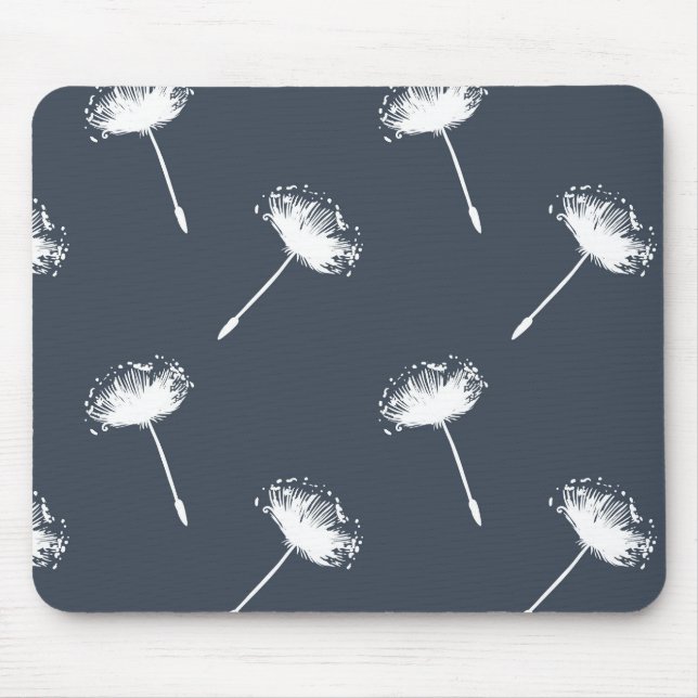 Blå och vita Dandelion-blommor Musmatta (Framsidan)