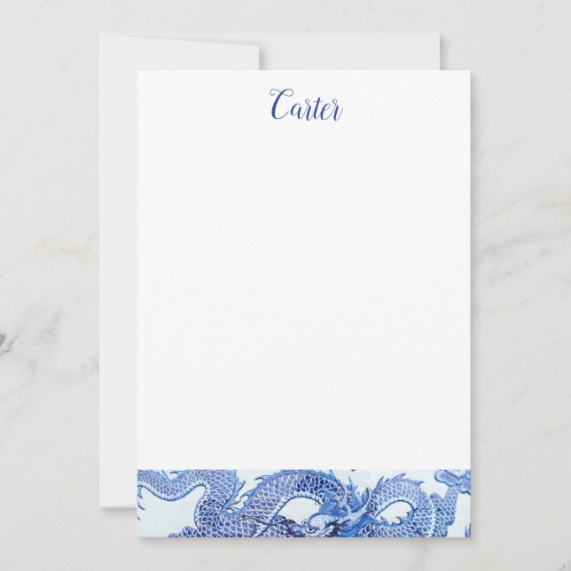 Blå och vita drakstreck inbjudningar (Framsida)