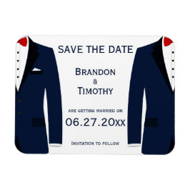 Blå och vita guldgruvor i Bröllop spara datum Magnet