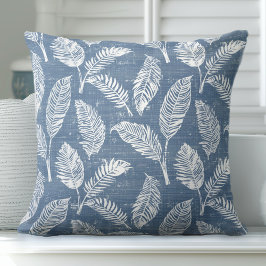 Blå och vita Handflatan Löv Dekorativ kudde