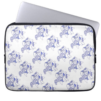 Blå och vita hästar Laptop sleeve