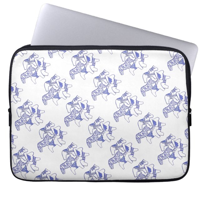 Blå och vita hästar Laptop sleeve (Framsidan)