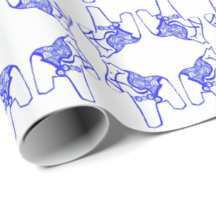 Blå och vita hästar presentpapper