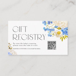 Blå och Vita Hydrangea QR-kod Register Tilläggskort