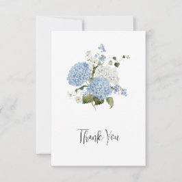 Blå och Vita Hydrangeor Blommig Bröllop Tack Kort