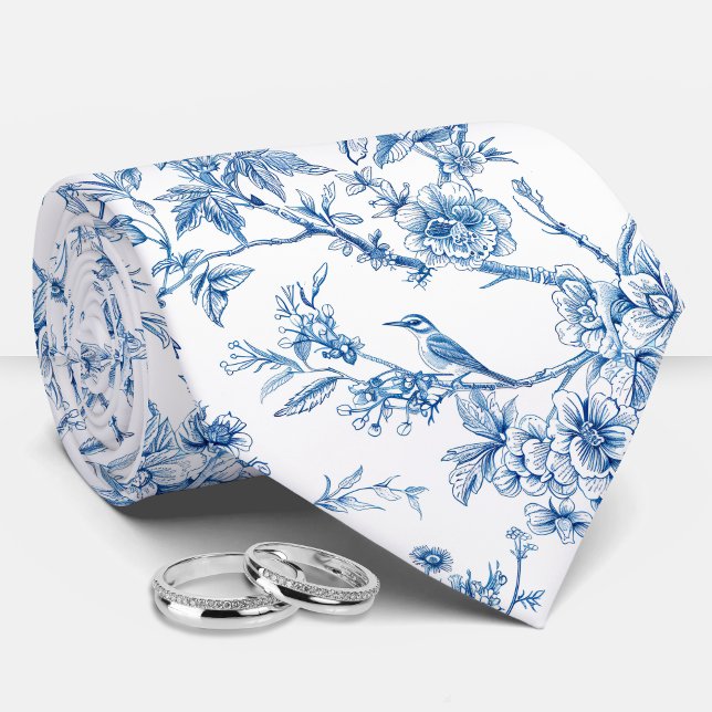 Blå och vita kinesiska Blommigtar Slips (Skapare uppladdad)