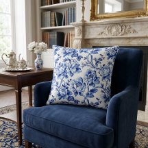 Blå och vita magnolior Toile de Jouy
