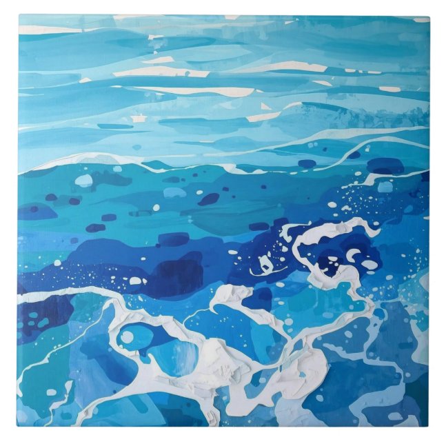 Blå och vita Medelhavet Azulejo Kakelplatta (Framsidan)