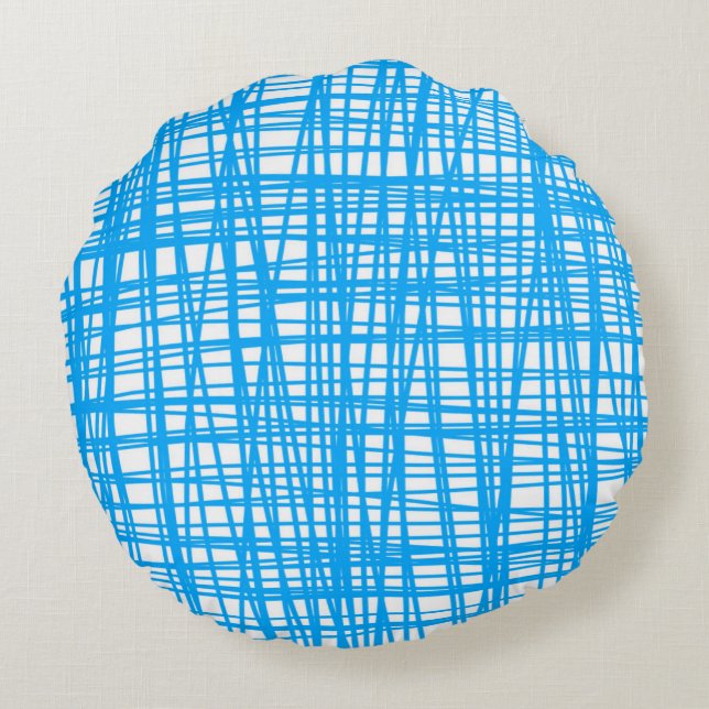 Blå och vita mönster-kuddar rund kudde (Baksidan)