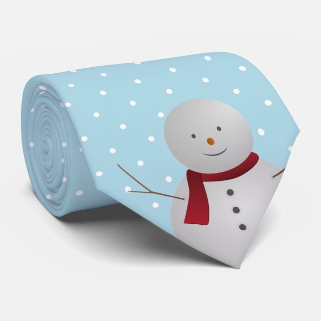Blå och vita prickar Snögubbe Tie Slips (Rullad)