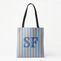 Blå och vita ränder anpassad monogram