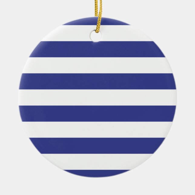 Blå och vita ränder julgransprydnad keramik (Framsidan)