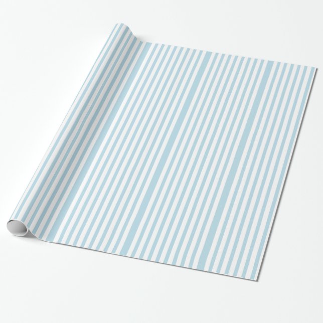 Blå och vita ränder Randigt mönster Baby Shower Presentpapper (Utrullad)