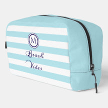 Blå och vita randiga strandmonogram