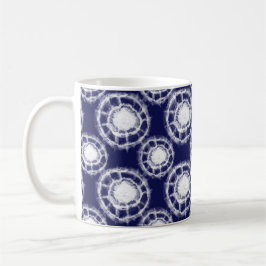 Blå och vita Shibori Circles Mönster Kaffemugg