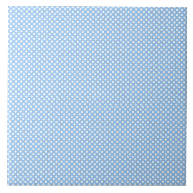 Blå och vita små polka dots kakelplatta (Framsidan)
