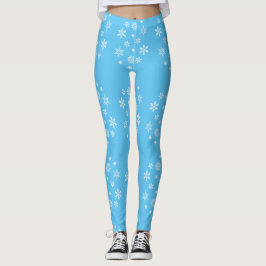 Blå och vita snöflingor Leggings