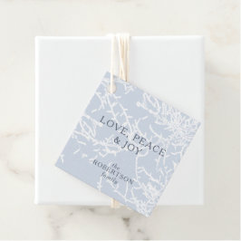 Blå och Vita Snowy Grenar Helgdag Gåvor Etiketter