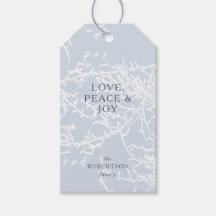 Blå och Vita Snowy Grenar Helgdag