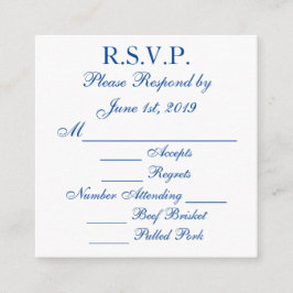 Blå och Vita Svar RSVP-kort Tilläggskort