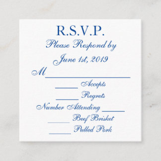 Blå och Vita Svar RSVP-kort Tilläggskort