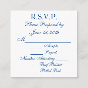 Blå och vita svars-RSVP-kort Tilläggskort