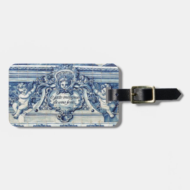 Blå och vita väggar med änglar bagagebricka (Horisontell Framsida)