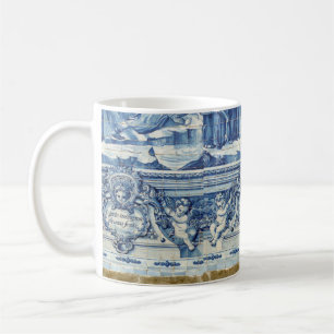 Blå och vita väggar med änglar kaffemugg