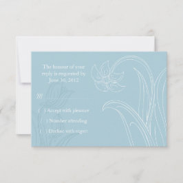 Blå- och vitblommor och Löv-Bröllop OSA Kort